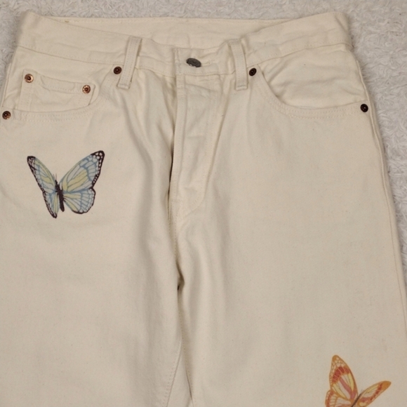Levi's 501 Original Butterfly Light White Stone Wash High Rise Button Fly Jean - Picture 3 of 4